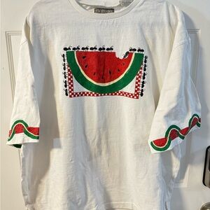 80s 90s Watermelon Ants Painted Cottagecore Grannycore Shirt Oversized 2XL